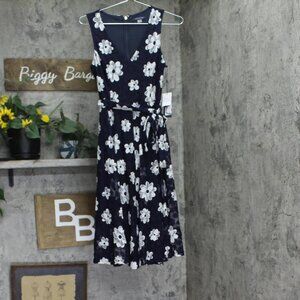 Tommy Hilfiger Belted Lace Fit and Flare Midi Dress Sky Captain Blue / Ivory 2